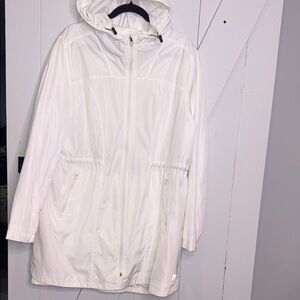 Women's White Hooded Rain Jacket